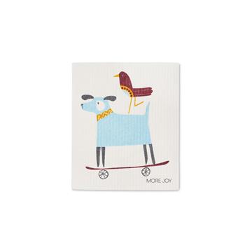 Grusskarten-Tuch Hund blau
