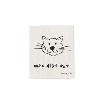 Grusskarten-Tuch Katze Schwarz/Weiss