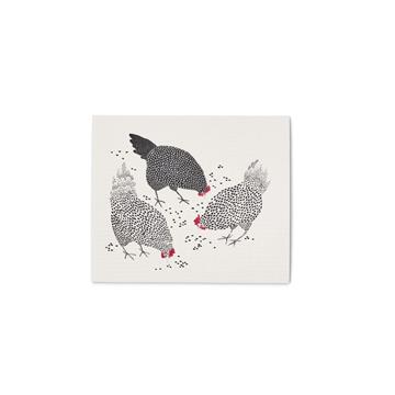 Grusskarten-Tuch pickende Hühner
