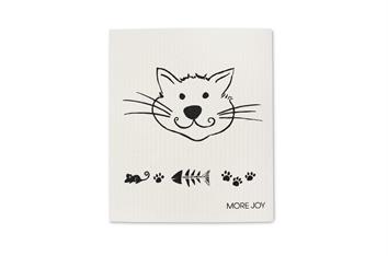 Torchon carte de vœux Chat noir/blanc
