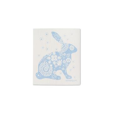 Torchon carte de vœux Lapin bleu