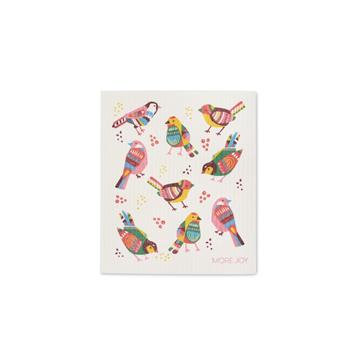 Torchon carte de vœux Oiseaux multicolores