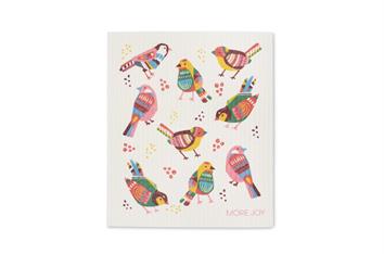 Torchon carte de vœux Oiseaux multicolores